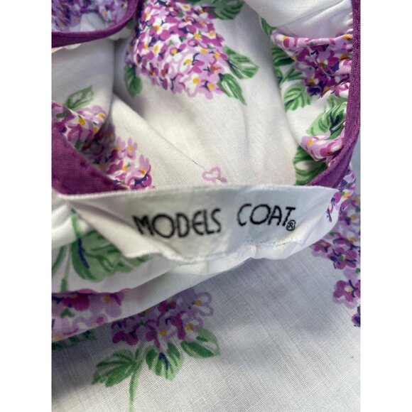 Vintage Models Coat Womens Floral Nightgown Dress M Lilac Print Snap Front MuMu - Picture 5 of 8